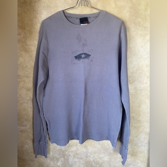 Vans Other - Vans Gray Long Sleeve Waffle Henley Style Shirt Unisex Small Y2K Stained